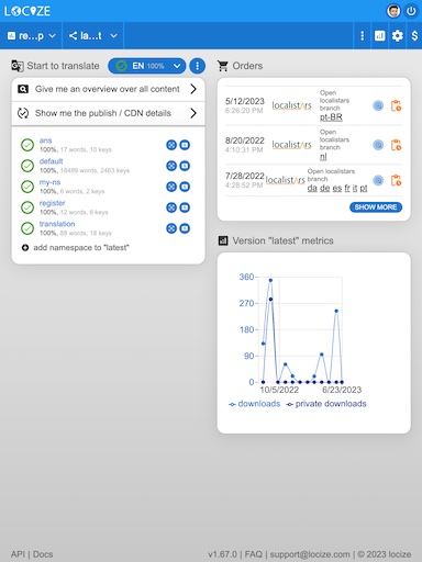 locize project overview